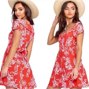 Free people red and white floral dress